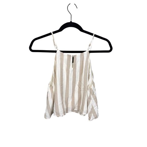 Allie Rose Rayon Pants Set Crop Top Loose Flowy Fit Tan White Stripe Size S - Picture 3 of 11